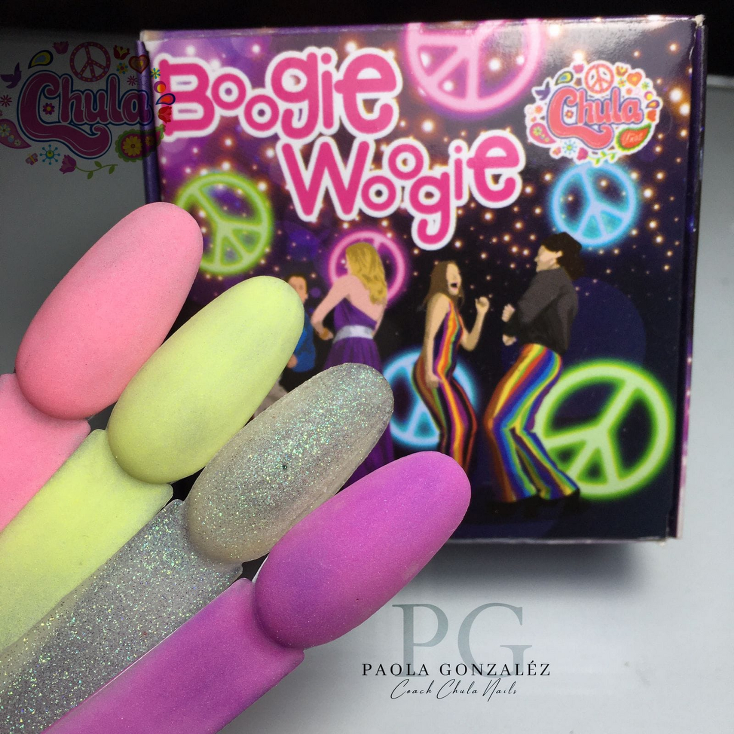 COLECCION DE ACRILICOS BOOGIE WOOGIE 4 PZAS. Chula Nails