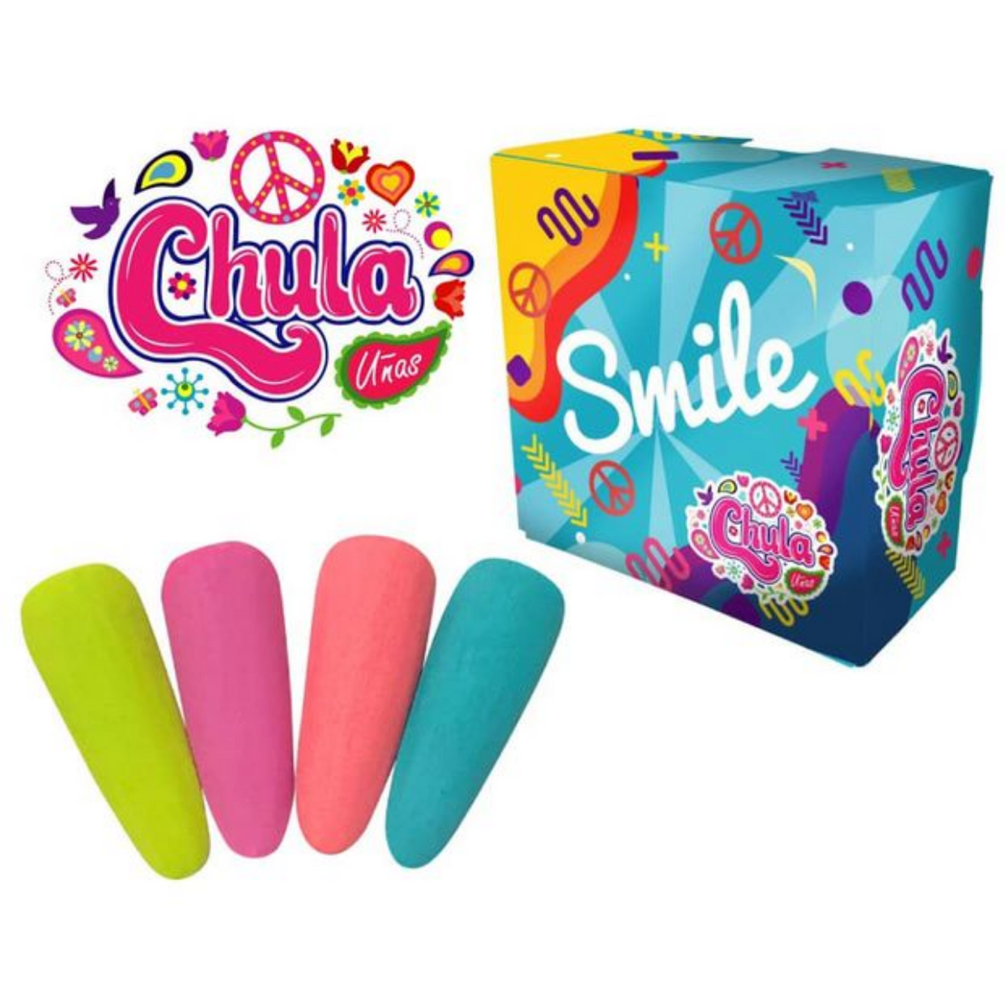 COLECCION DE ACRILICOS SMILE 4 PZAS. CHULA NAILS