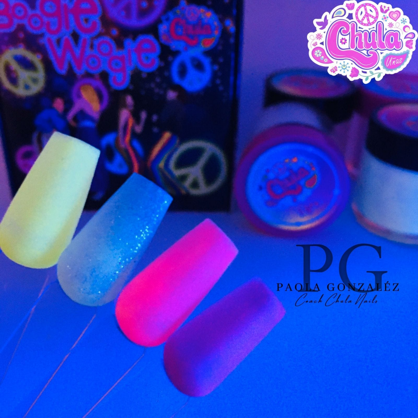 COLECCION DE ACRILICOS BOOGIE WOOGIE 4 PZAS. Chula Nails