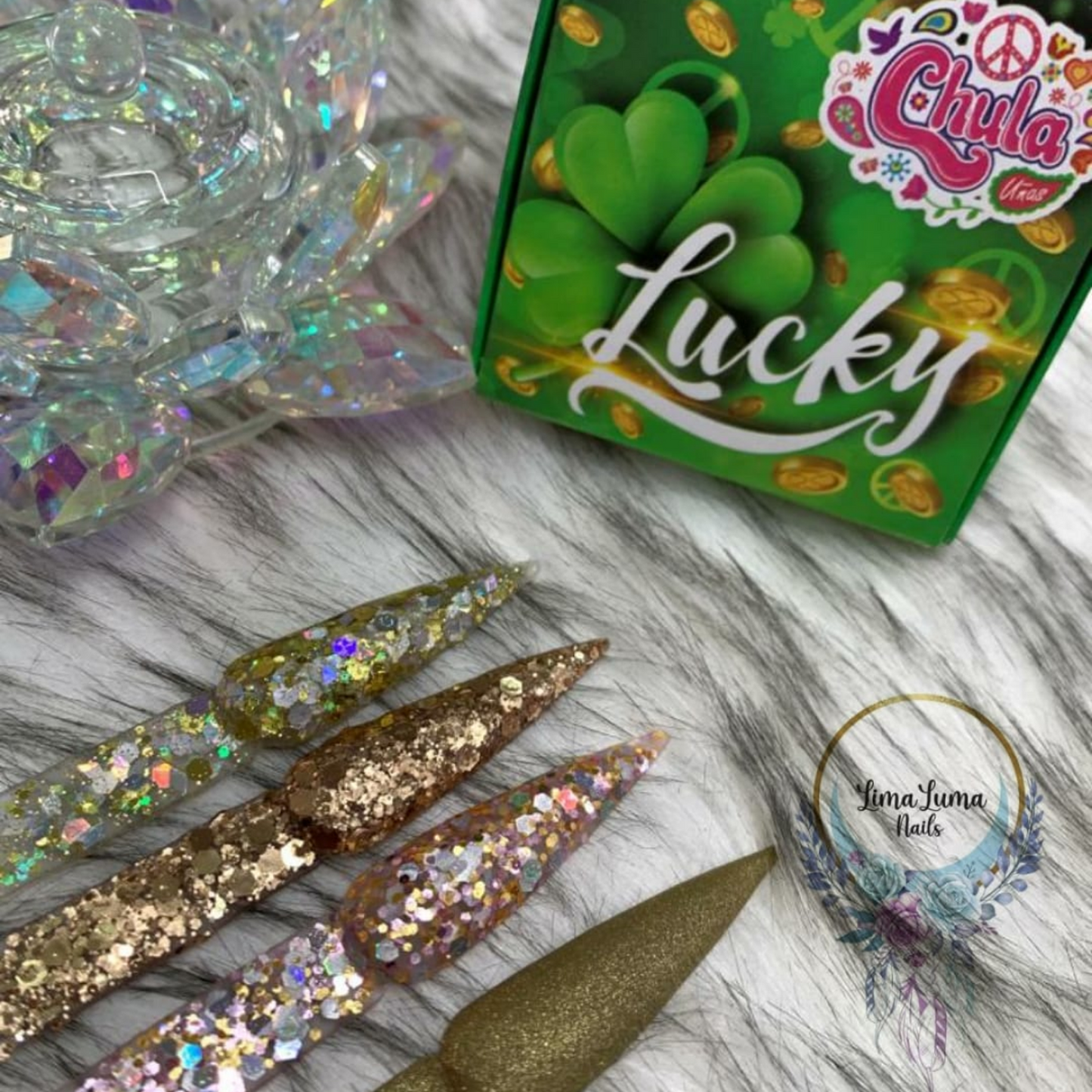 COLECCION DE ACRILICOS LUCKY 4 PZAS. Chula Nails