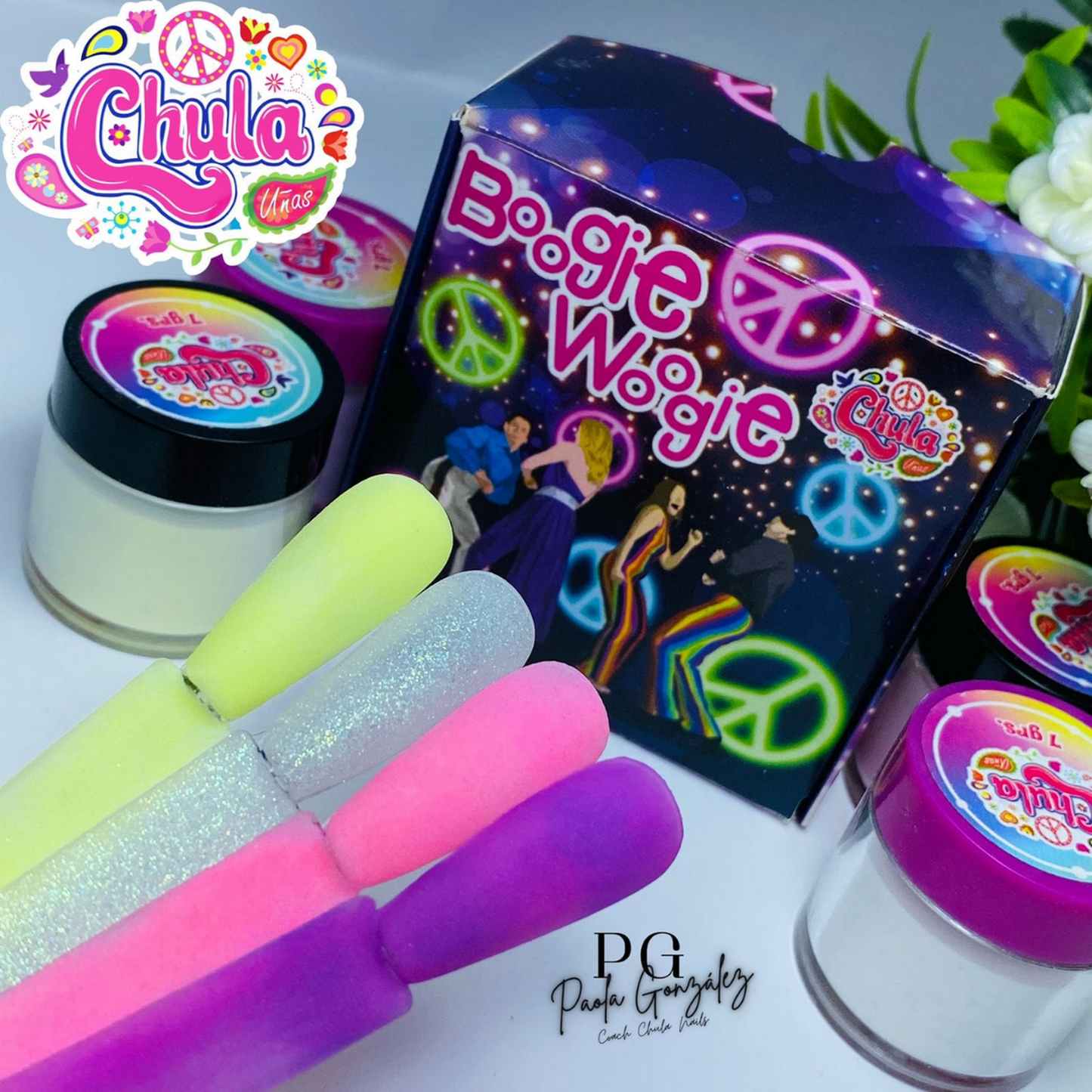 COLECCION DE ACRILICOS BOOGIE WOOGIE 4 PZAS. Chula Nails