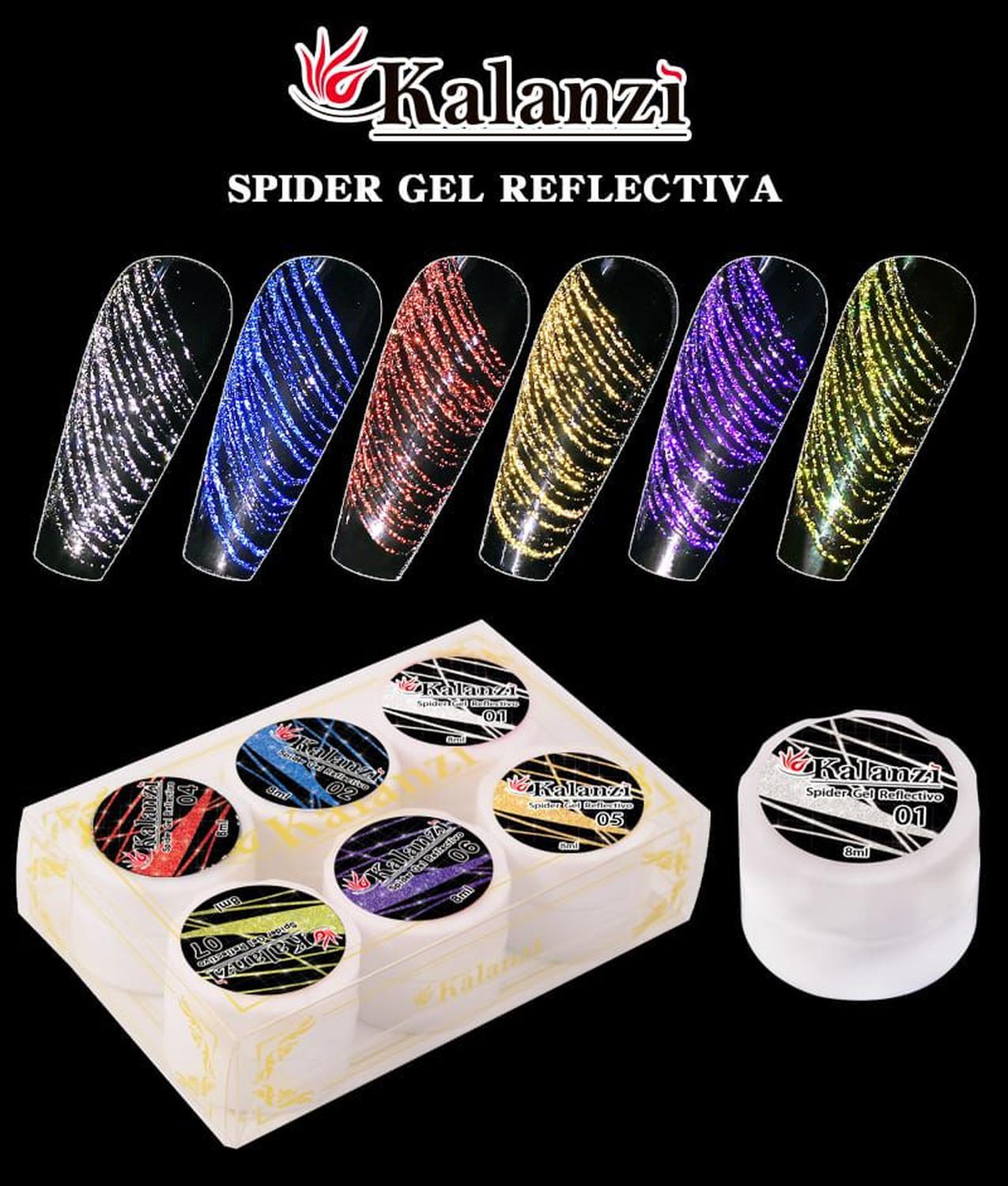 Spider Gel Reflectivo Kalanzi (empaque con 6 tonos)