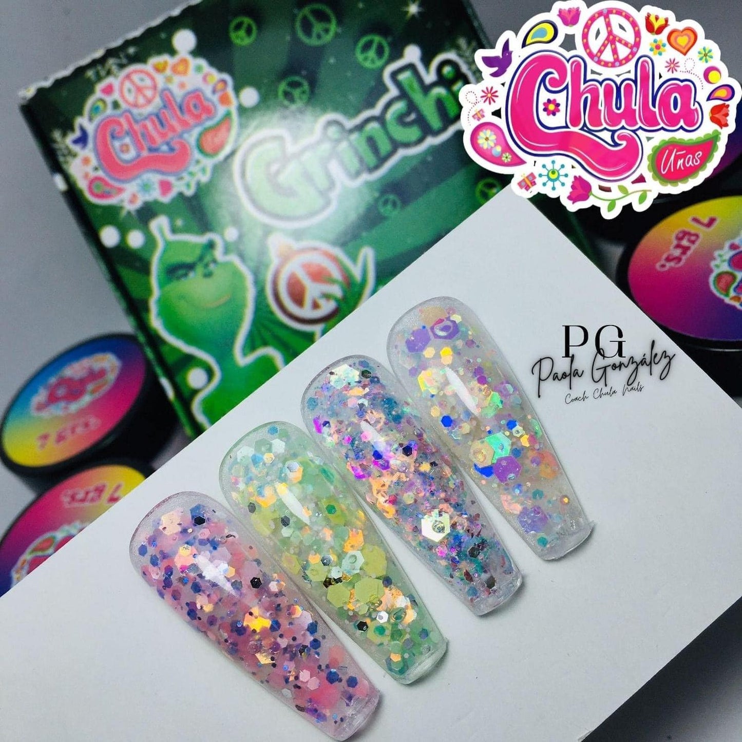 COLECCION DE ACRILICOS GRINCHI 4 PZAS. Chula Nails