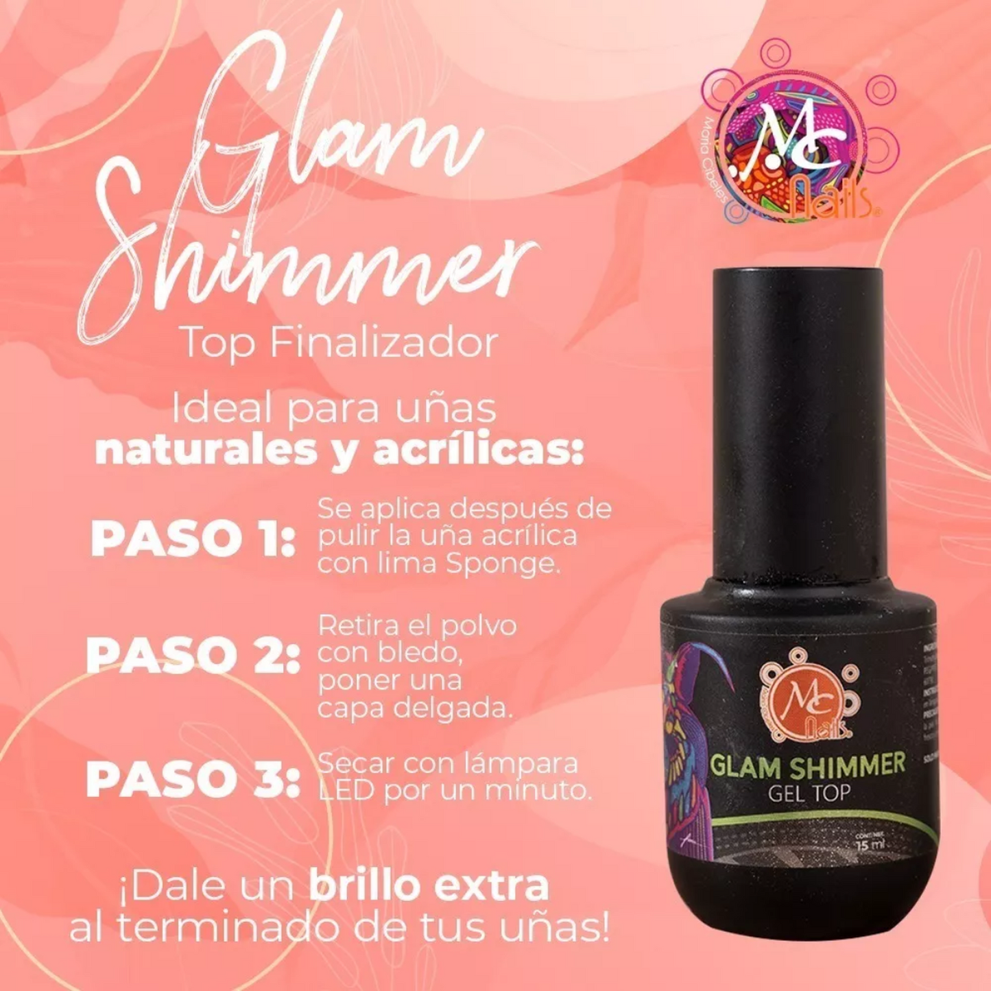 Glam Shimmer Gel Uv para uña natural 15ml MC