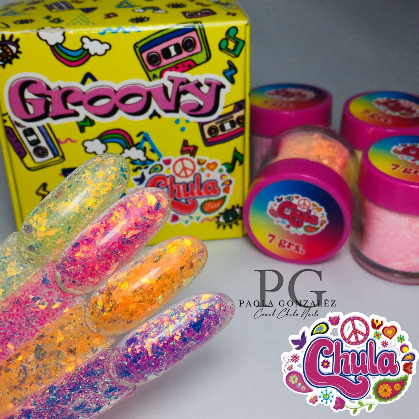 COLECCION DE ACRILICOS GROOVY 4 PZAS. Chula Nails