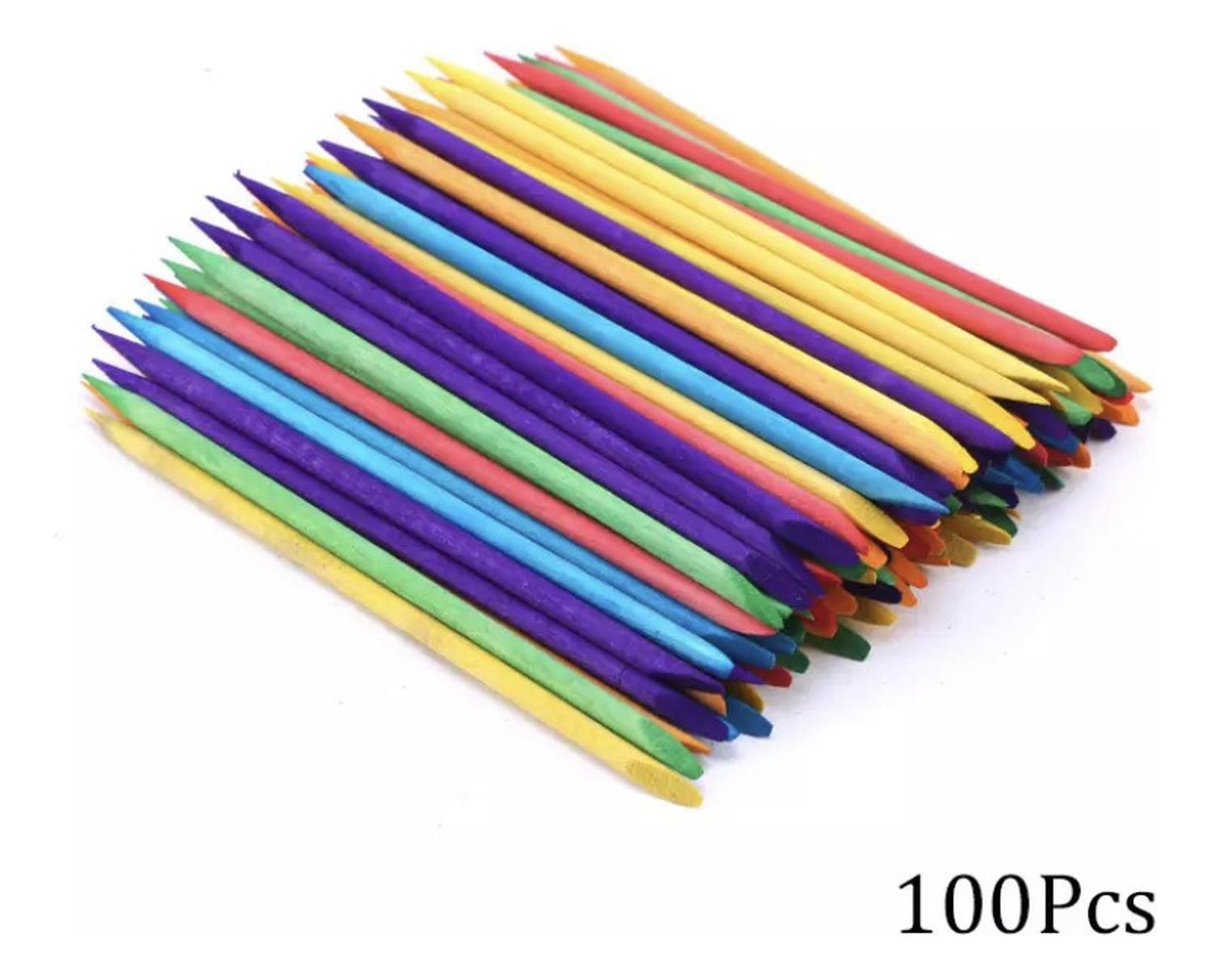 Palito De Naranjo Para Uñas Cutícula 100pz Colores Empujador