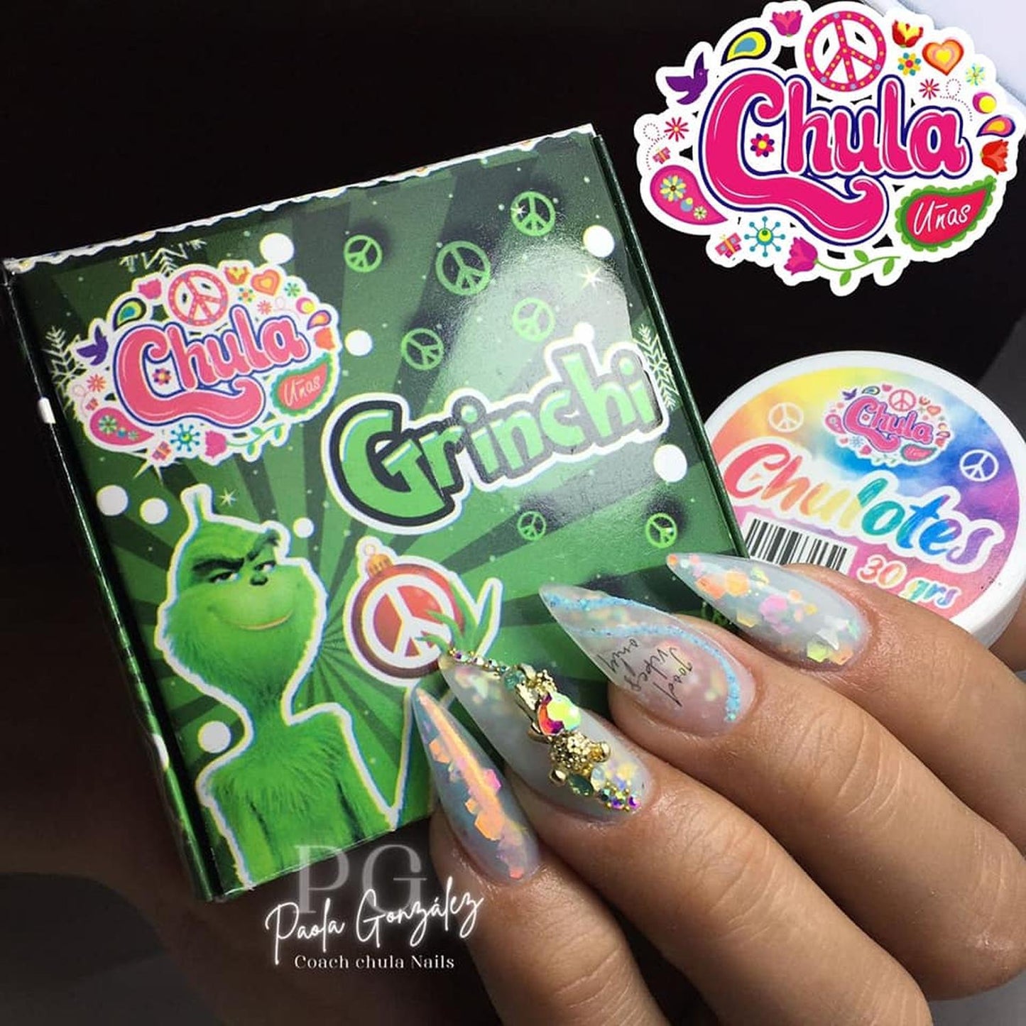 COLECCION DE ACRILICOS GRINCHI 4 PZAS. Chula Nails