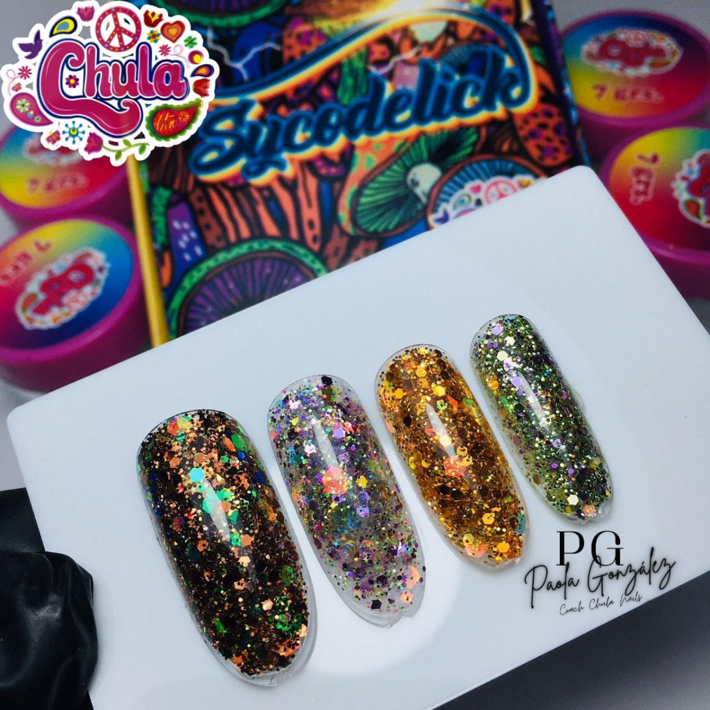 COLECCION DE ACRILICOS SYCODELICK 4 PZAS. Chula Nails