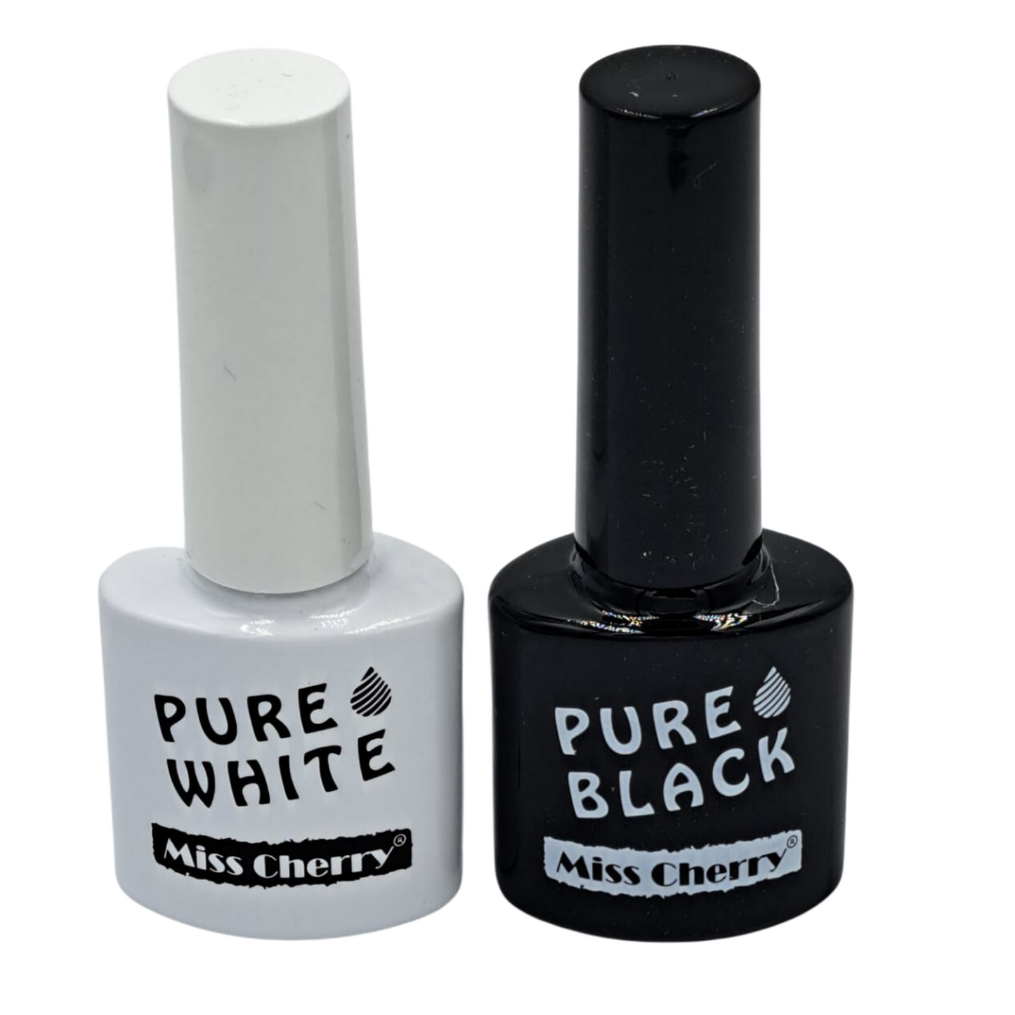 Gel Negro Y Blanco Miss Cherry Para Uñas 2 Pzs De 10 Ml