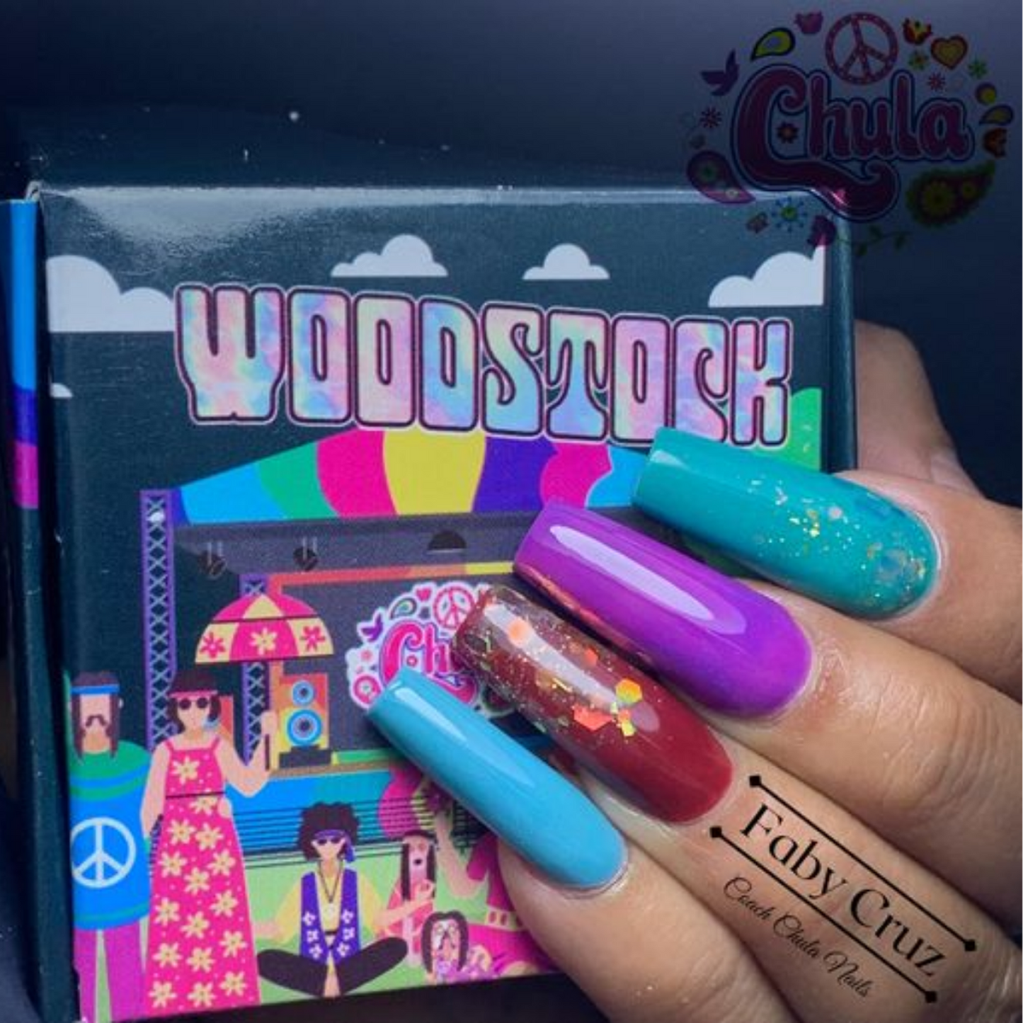 COLECCION DE ACRILICOS WOODSTOCK 4 PZAS. Chula Nails