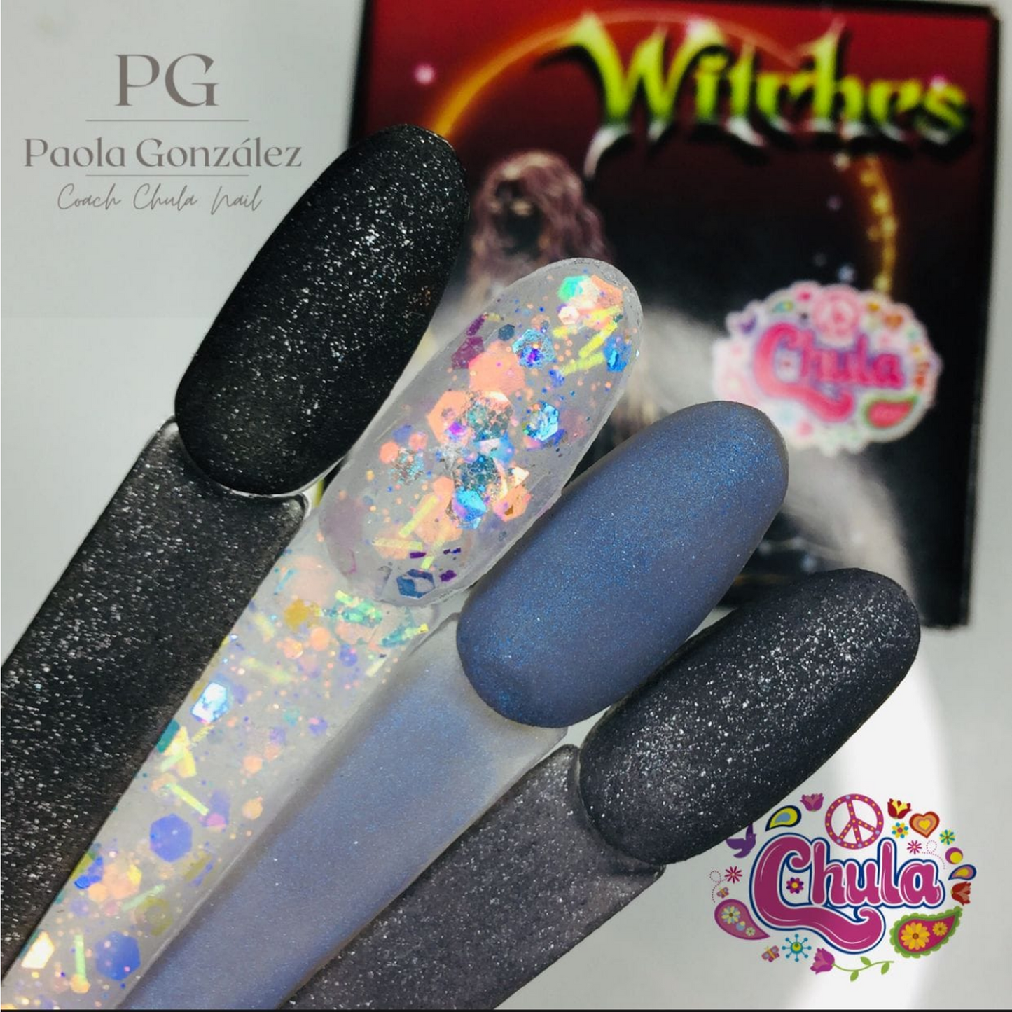 COLECION DE ACRILICOS WITCHES 4 PZAS. Chula Nails