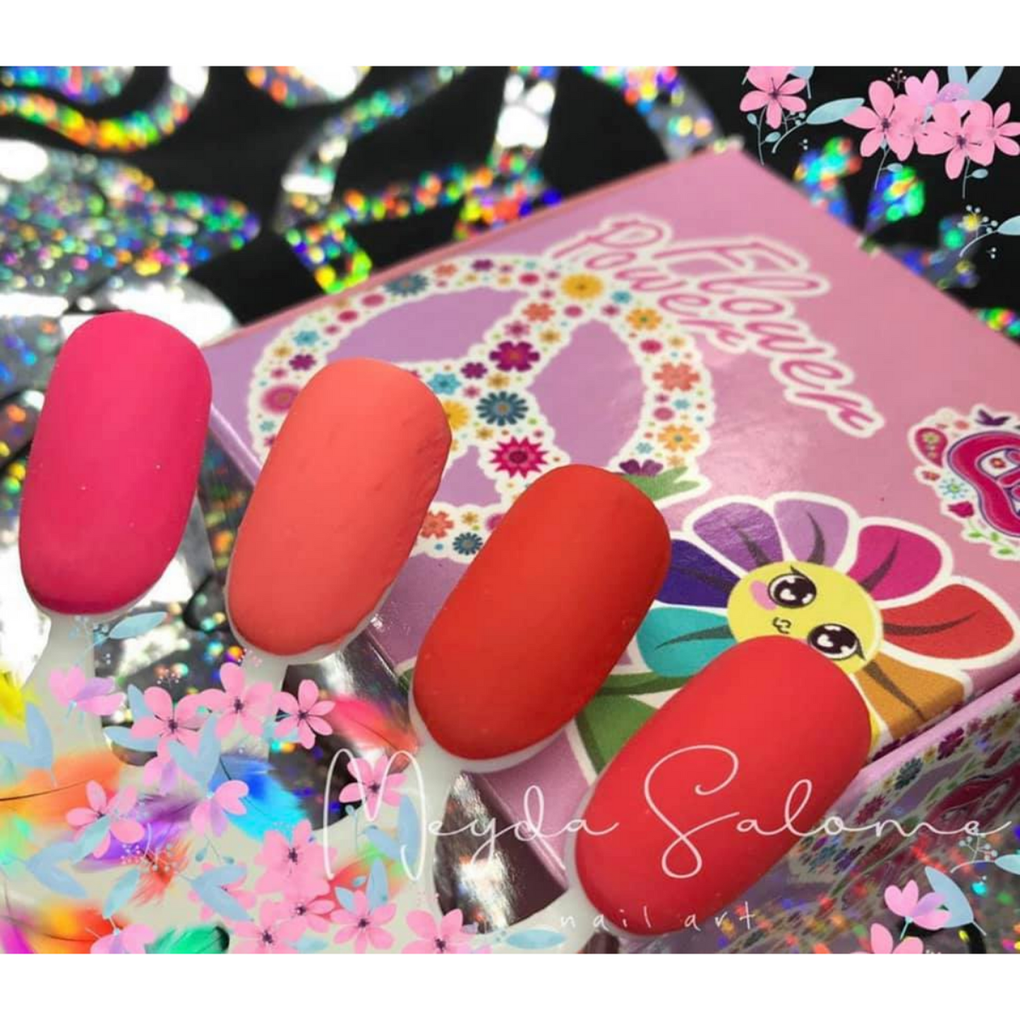 COLECCION DE ACRILICOS FLOWERS POWER 4 PZAS. Chula Nails