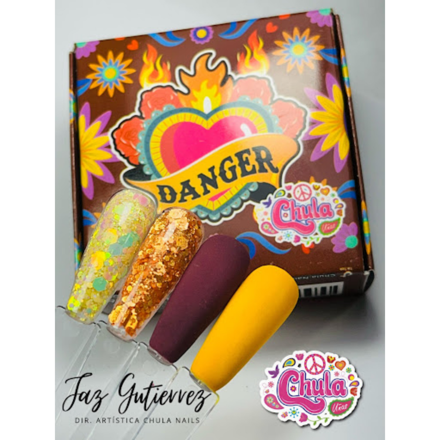 COLECCION DE ACRILICOS DANGER 4 PZAS. Chula Nails