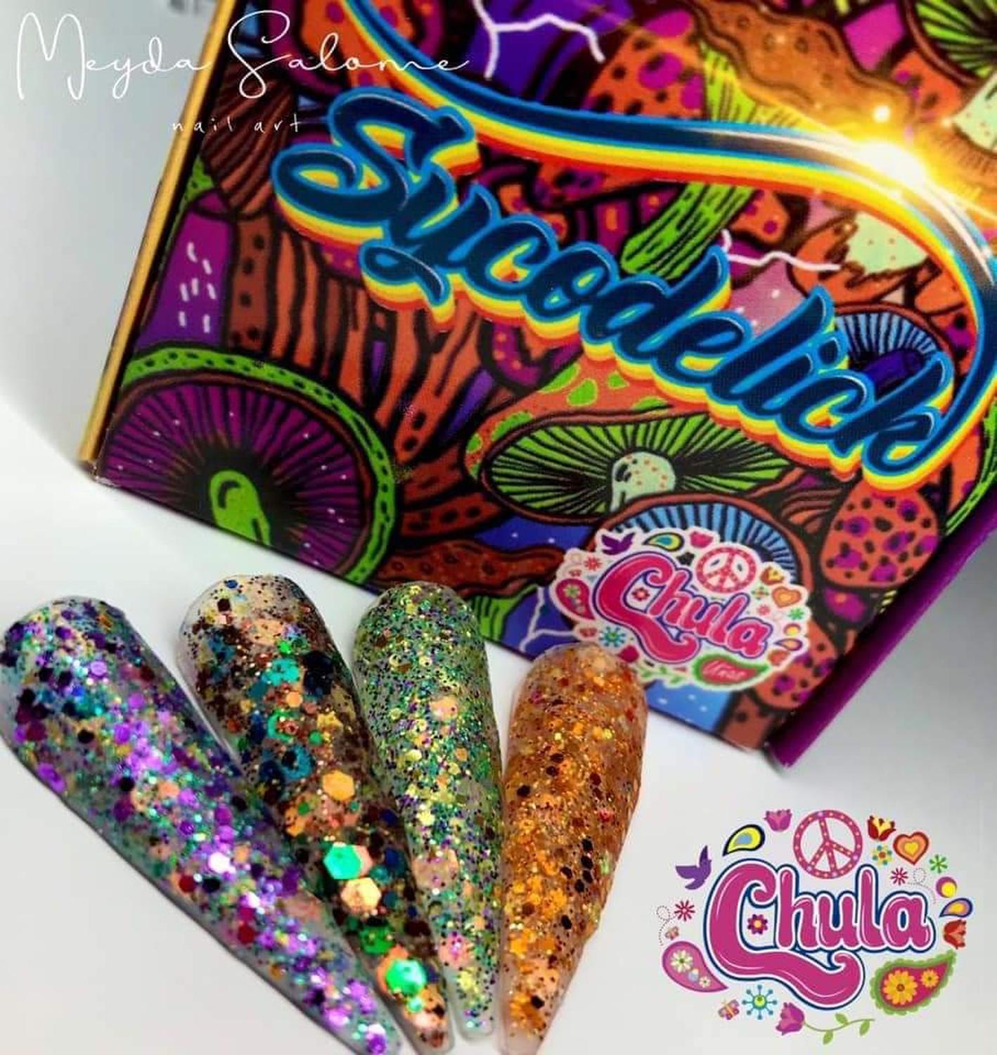 COLECCION DE ACRILICOS SYCODELICK 4 PZAS. Chula Nails