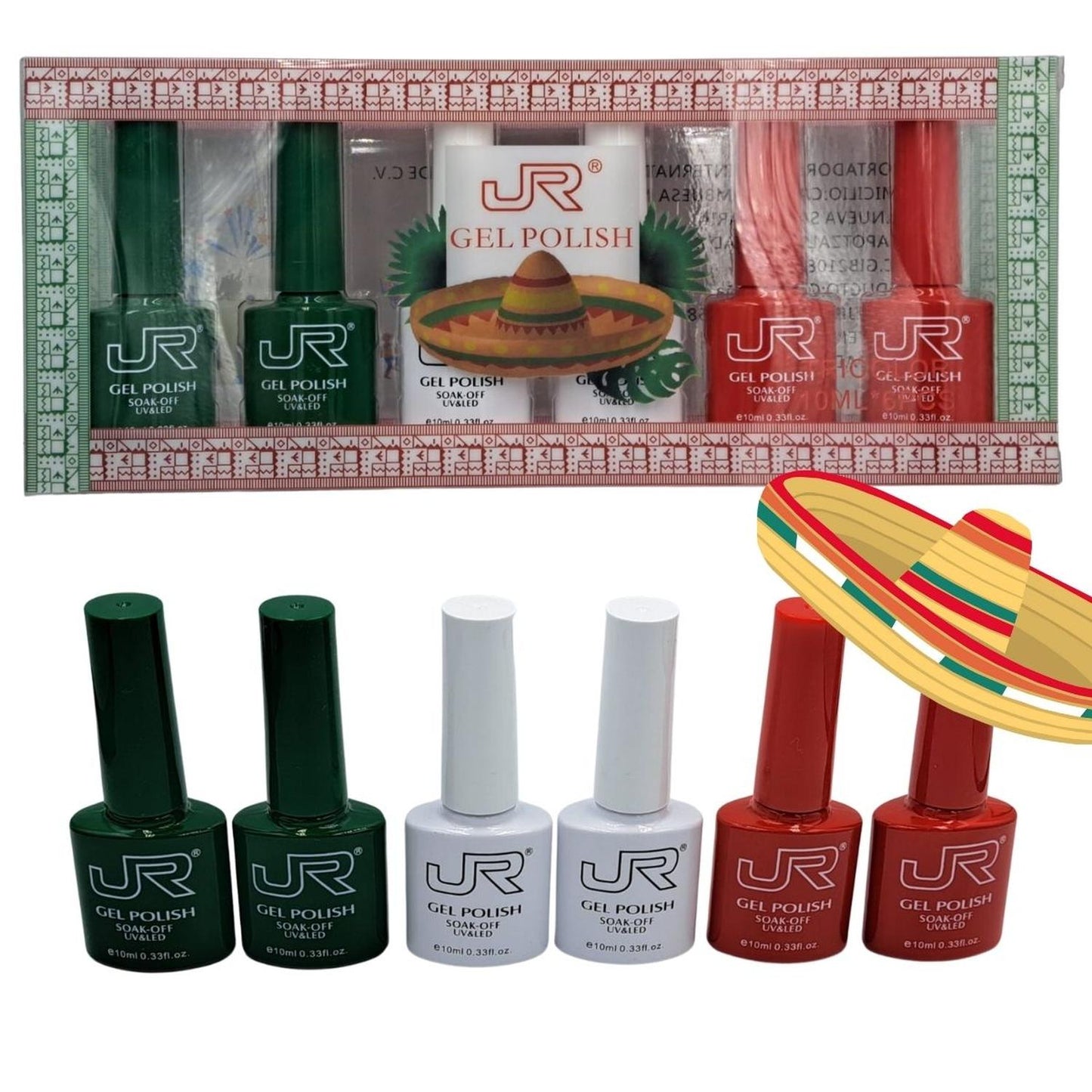 Gel JR Semipermanente Pack De 6 Pz Gama Fiestas Patrias 10 Ml