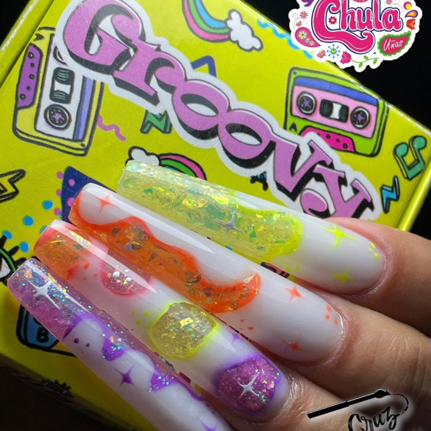 COLECCION DE ACRILICOS GROOVY 4 PZAS. Chula Nails