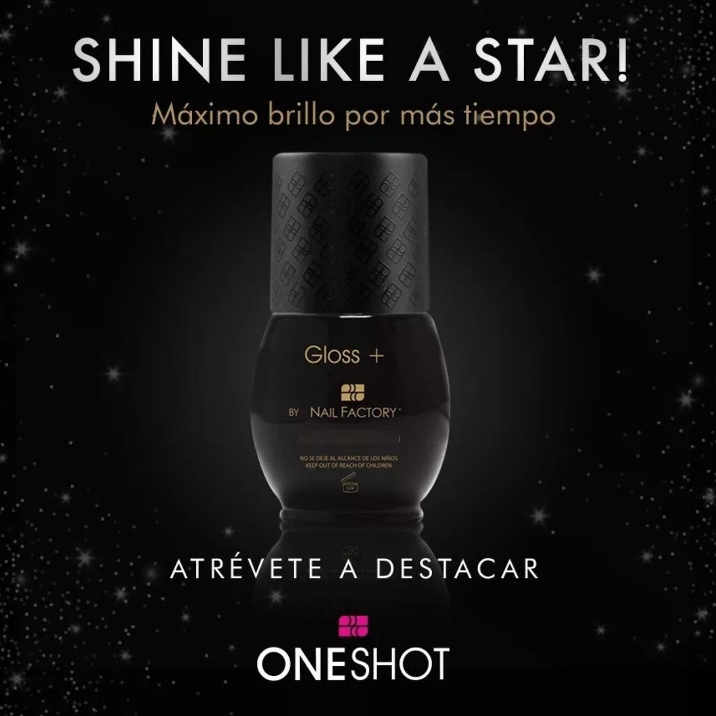 Gloss+ One Shot Laccover, Acabado Brilloso Para Uñas, 14 Ml.