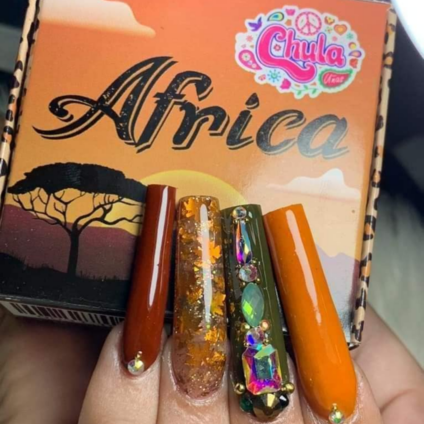 COLECCION DE ACRILICOS AFRICA 4 PZAS. CHULA NAILS