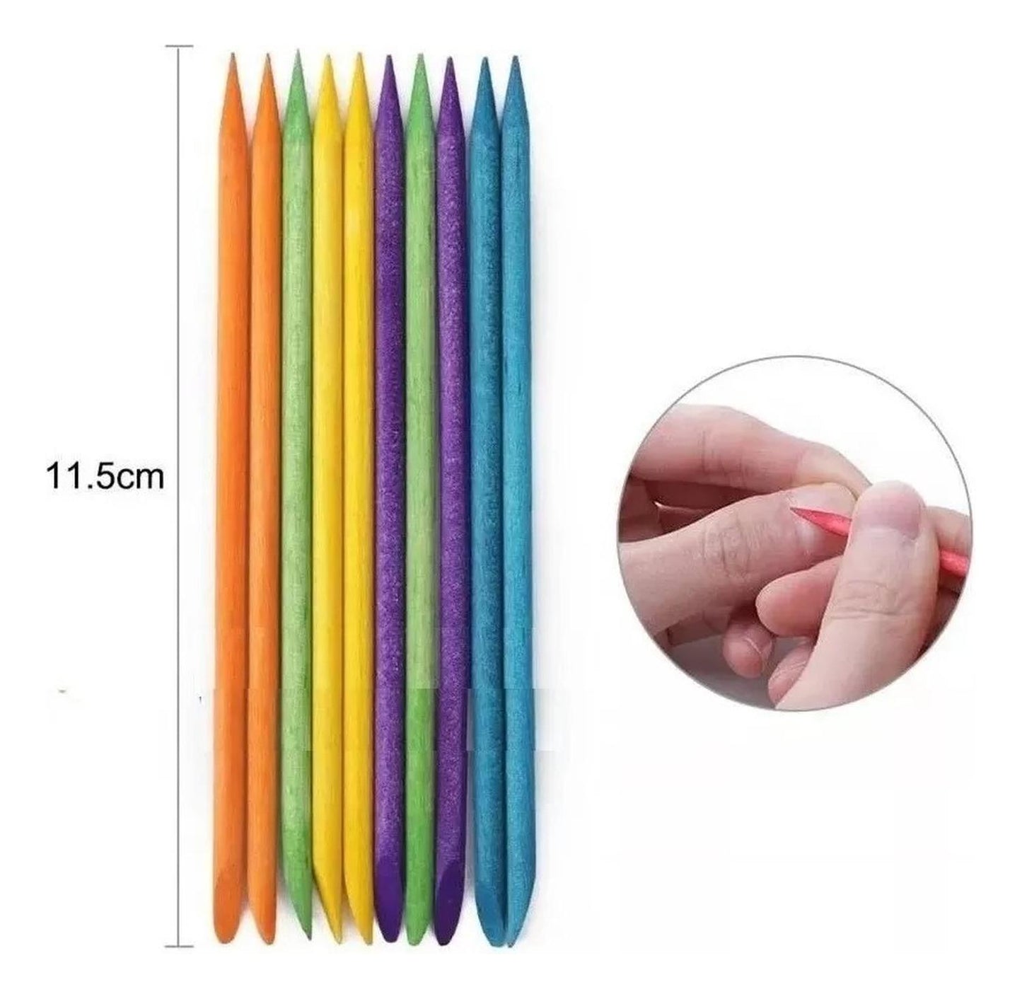 Palito De Naranjo Para Uñas Cutícula 100pz Colores Empujador