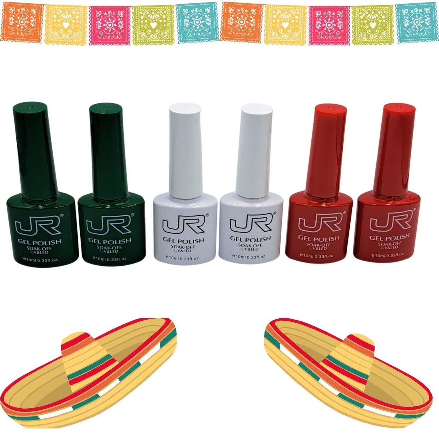 Gel JR Semipermanente Pack De 6 Pz Gama Fiestas Patrias 10 Ml